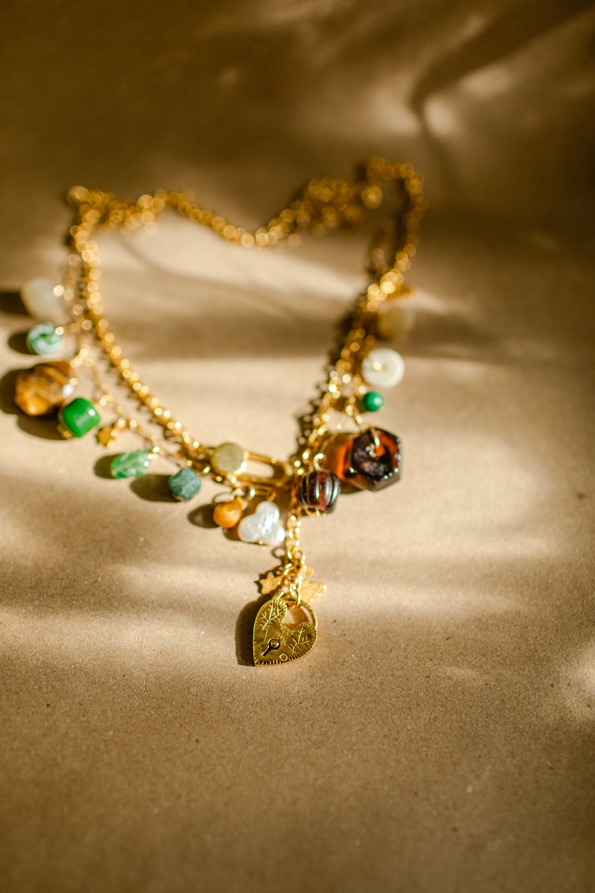 Mended heart and industrial clasp necklace