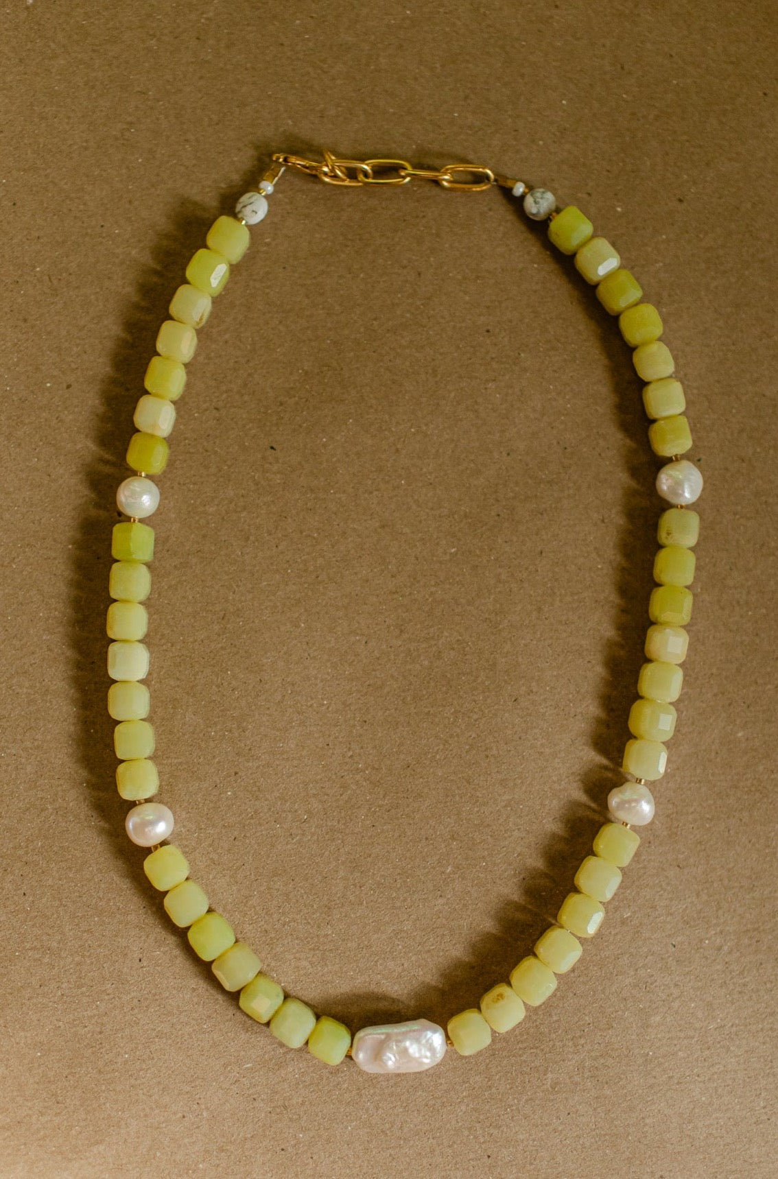 Jane Necklace in lime Jade