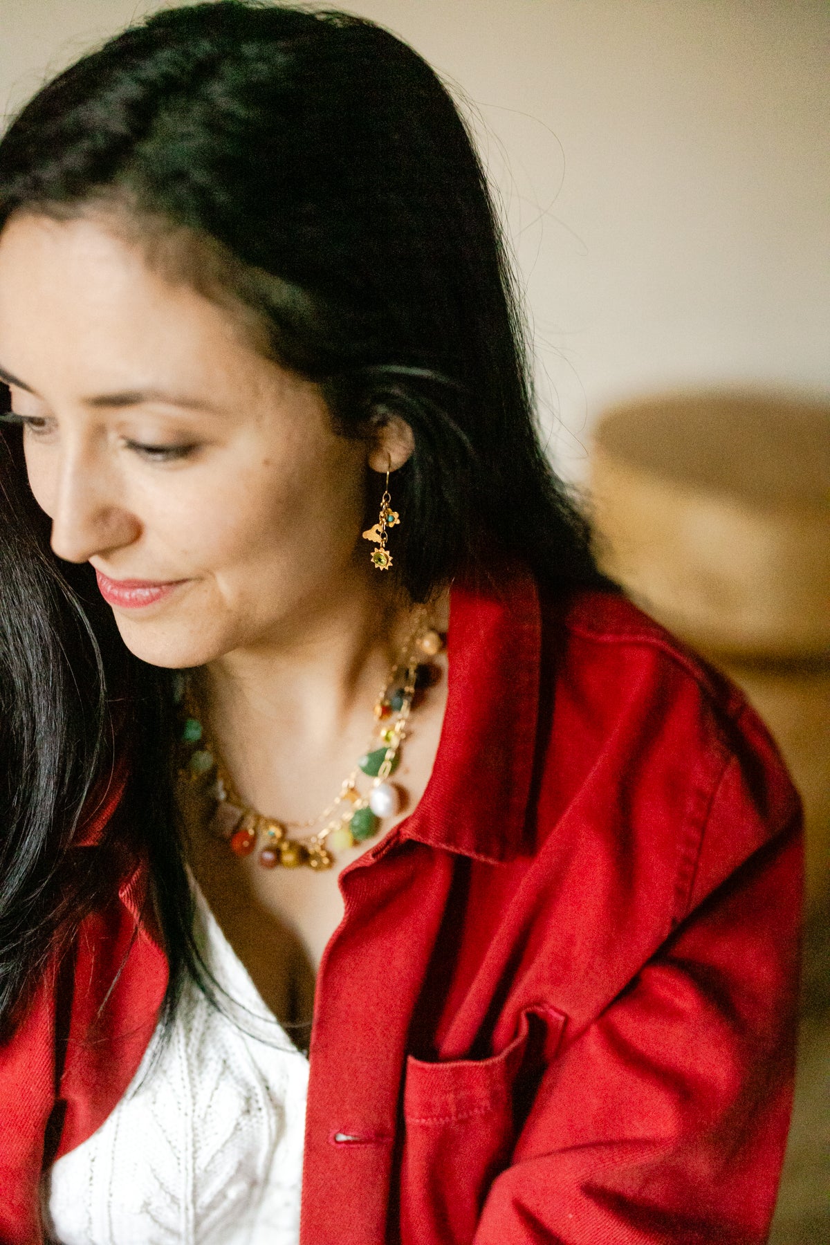 Color block necklace with 22kt gold
