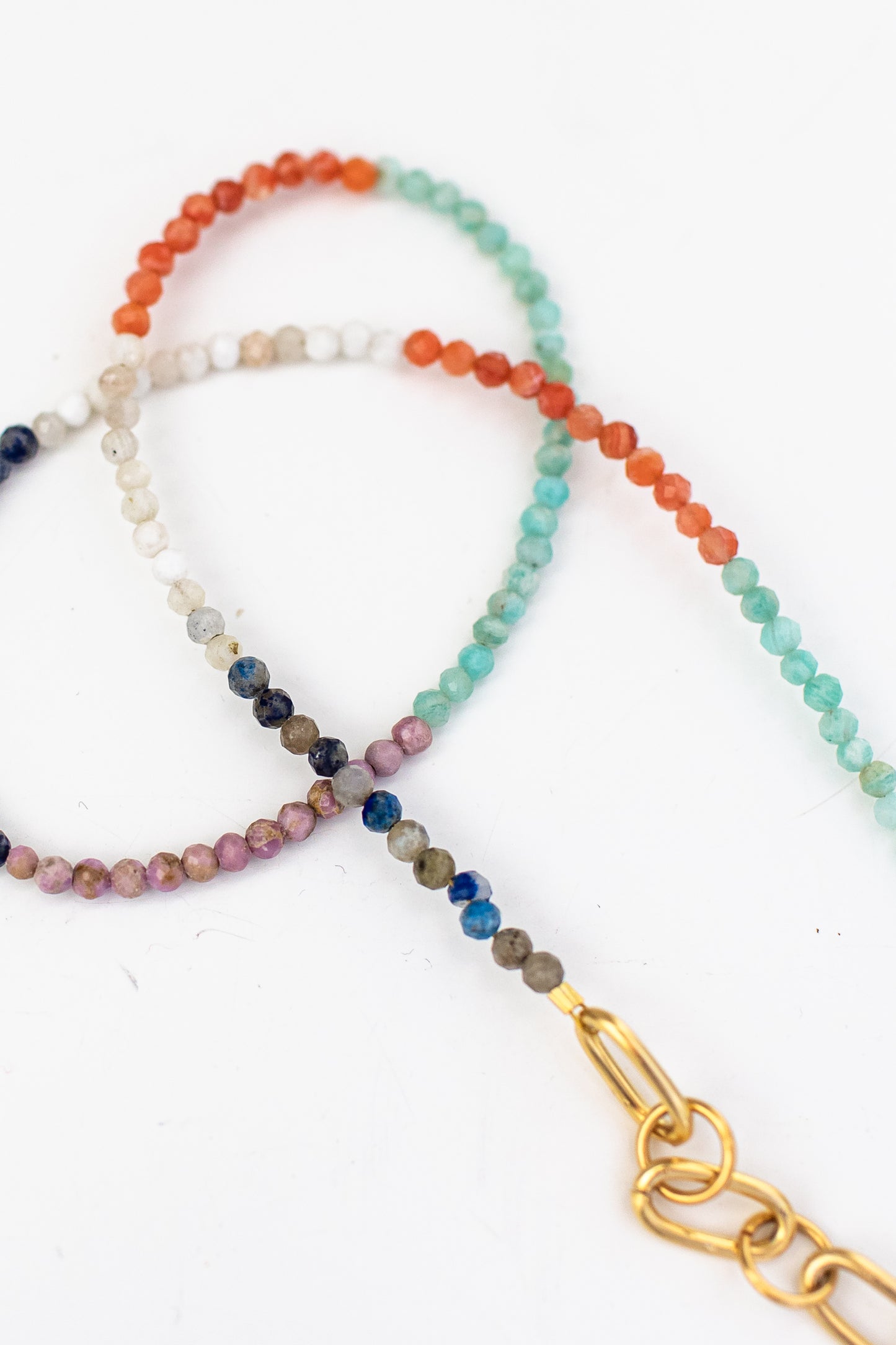 Mens Color Blocked and Polished Stone Necklace