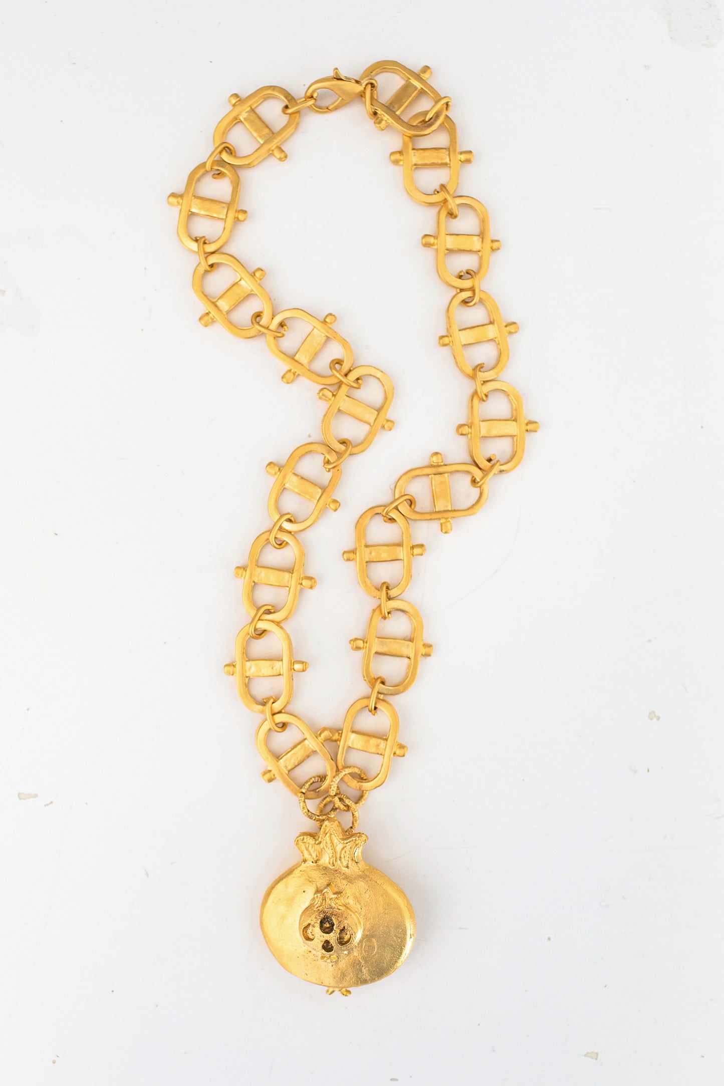 Pomegranate and gold matte necklace