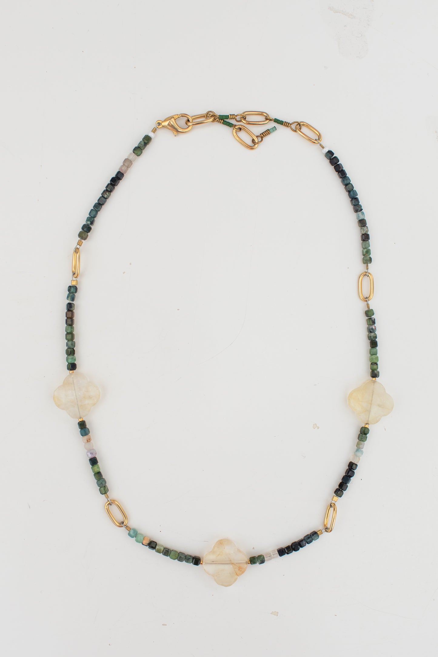 Tourmaline and citrine quatrefoil necklace