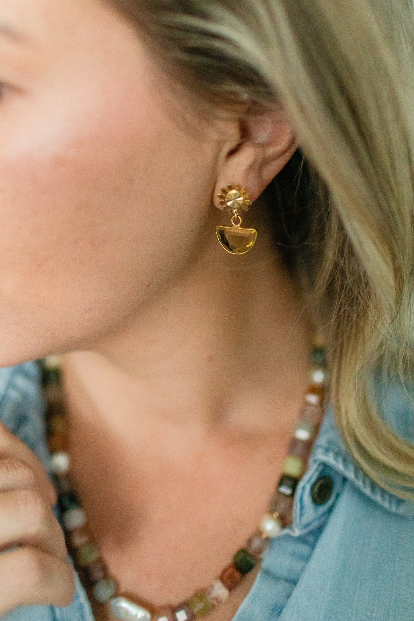 Etched Floral and Citrus Earrings