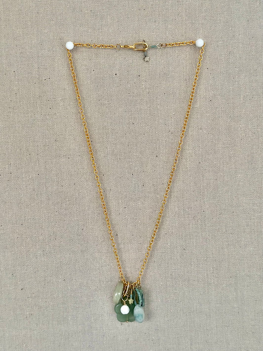 Green jade patchwork necklace