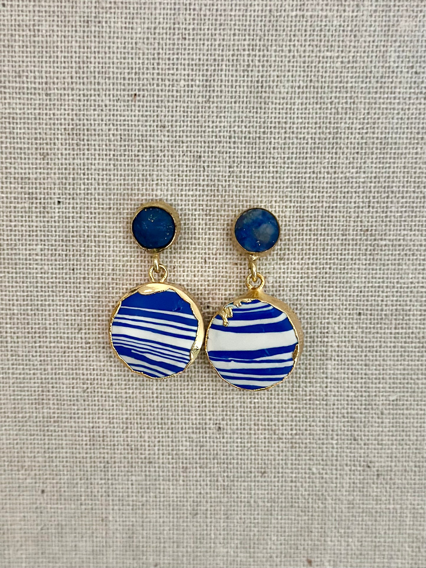 Blue wave post earrings