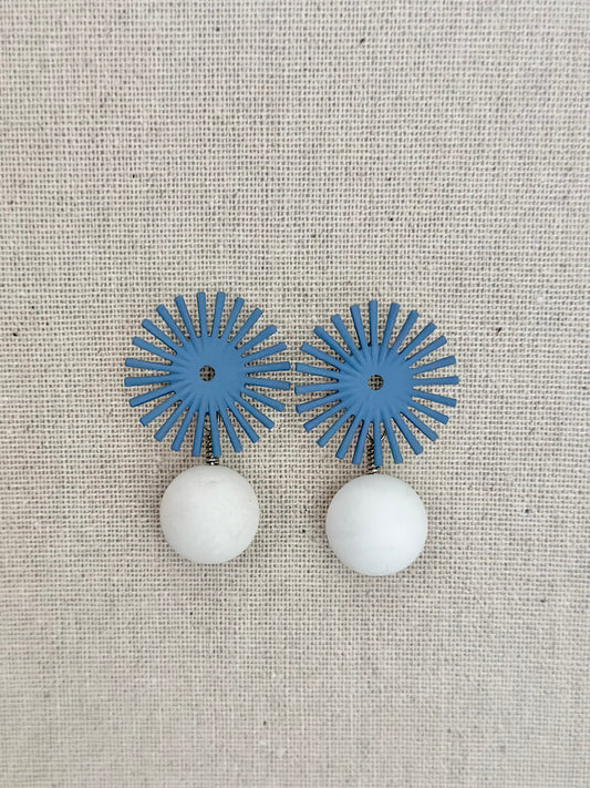 Blue and white starburst earrings (one of a kind)