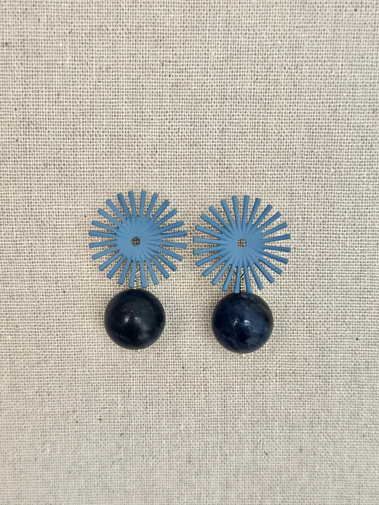 Two tone navy starburst earrings