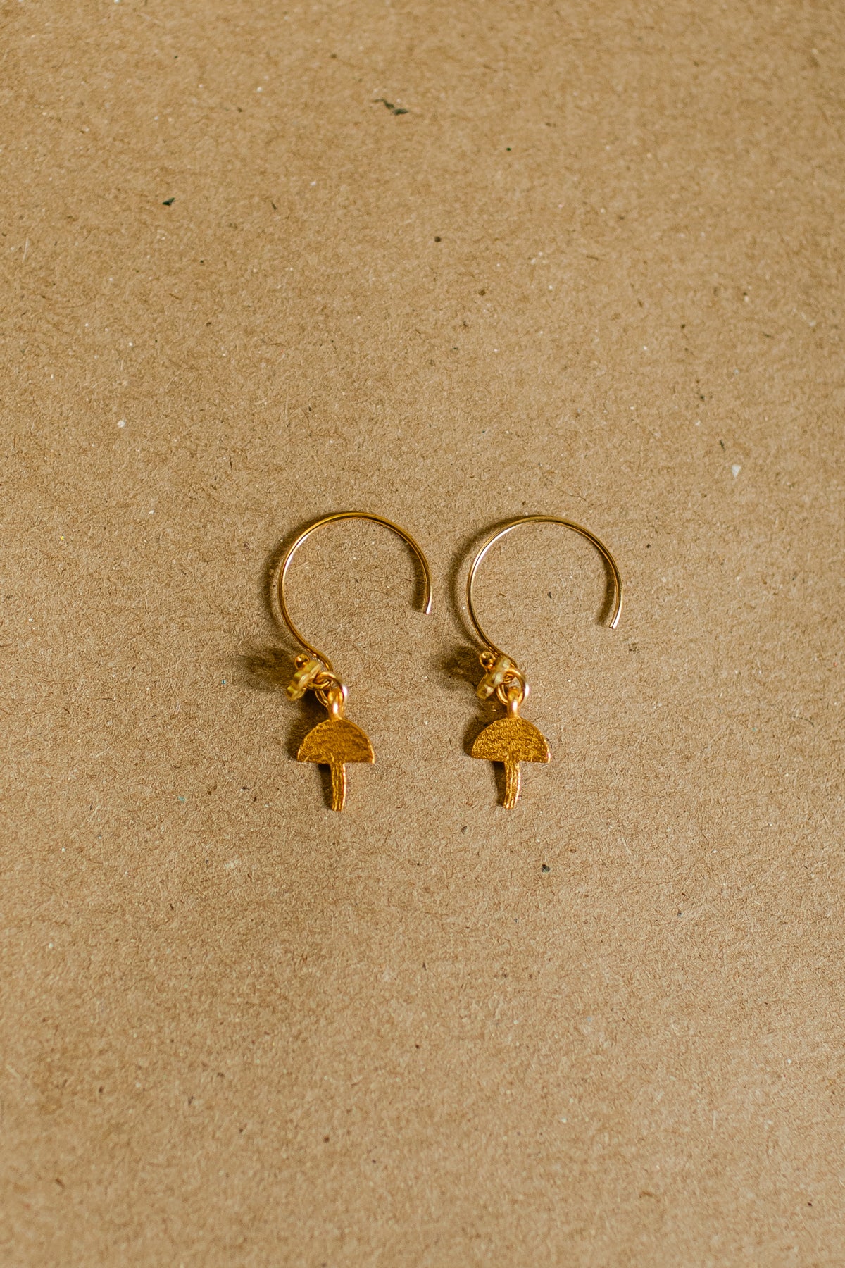 Flower capped mushroom earrings with 22kt gold