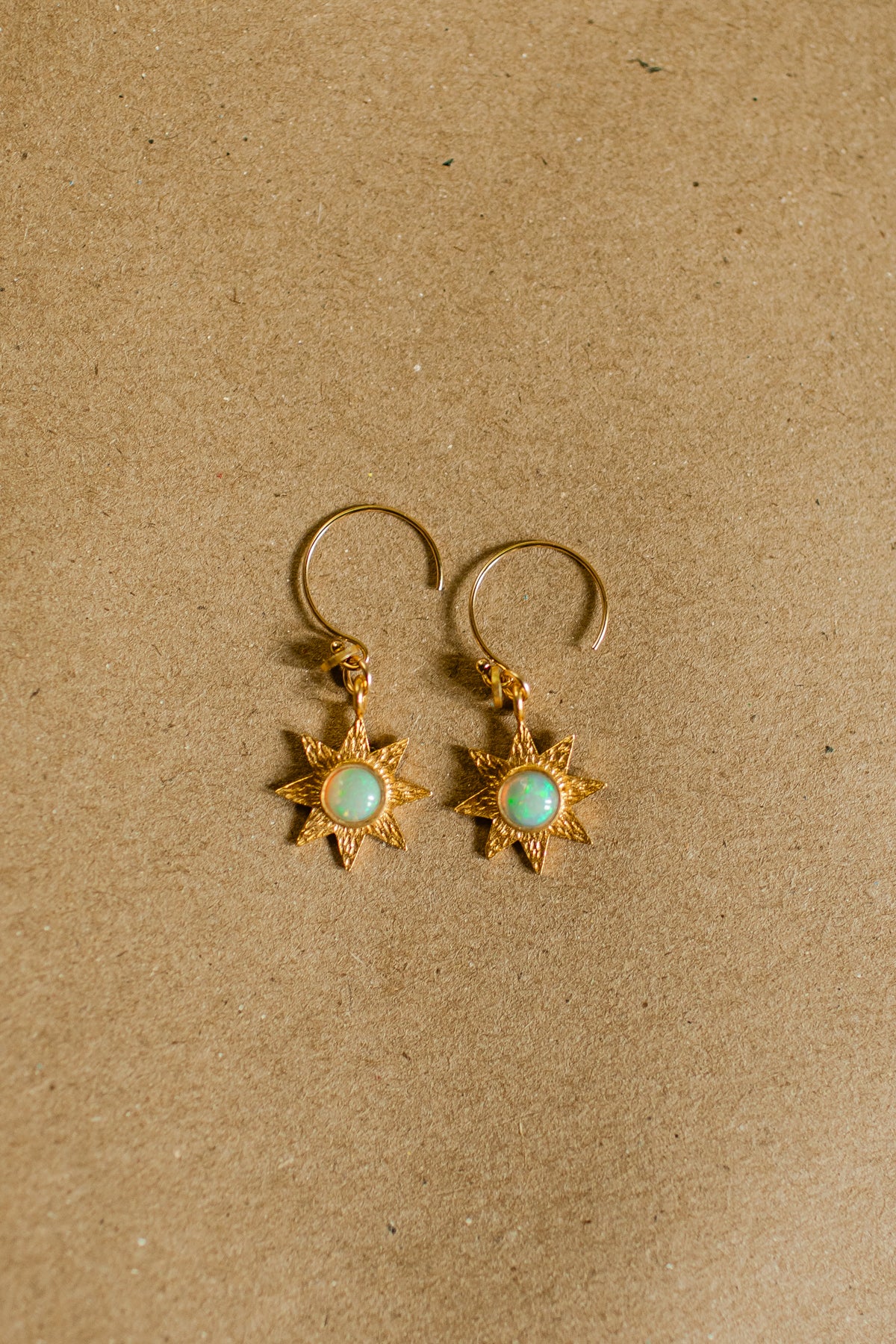 Opal star earrings with 22kt gold