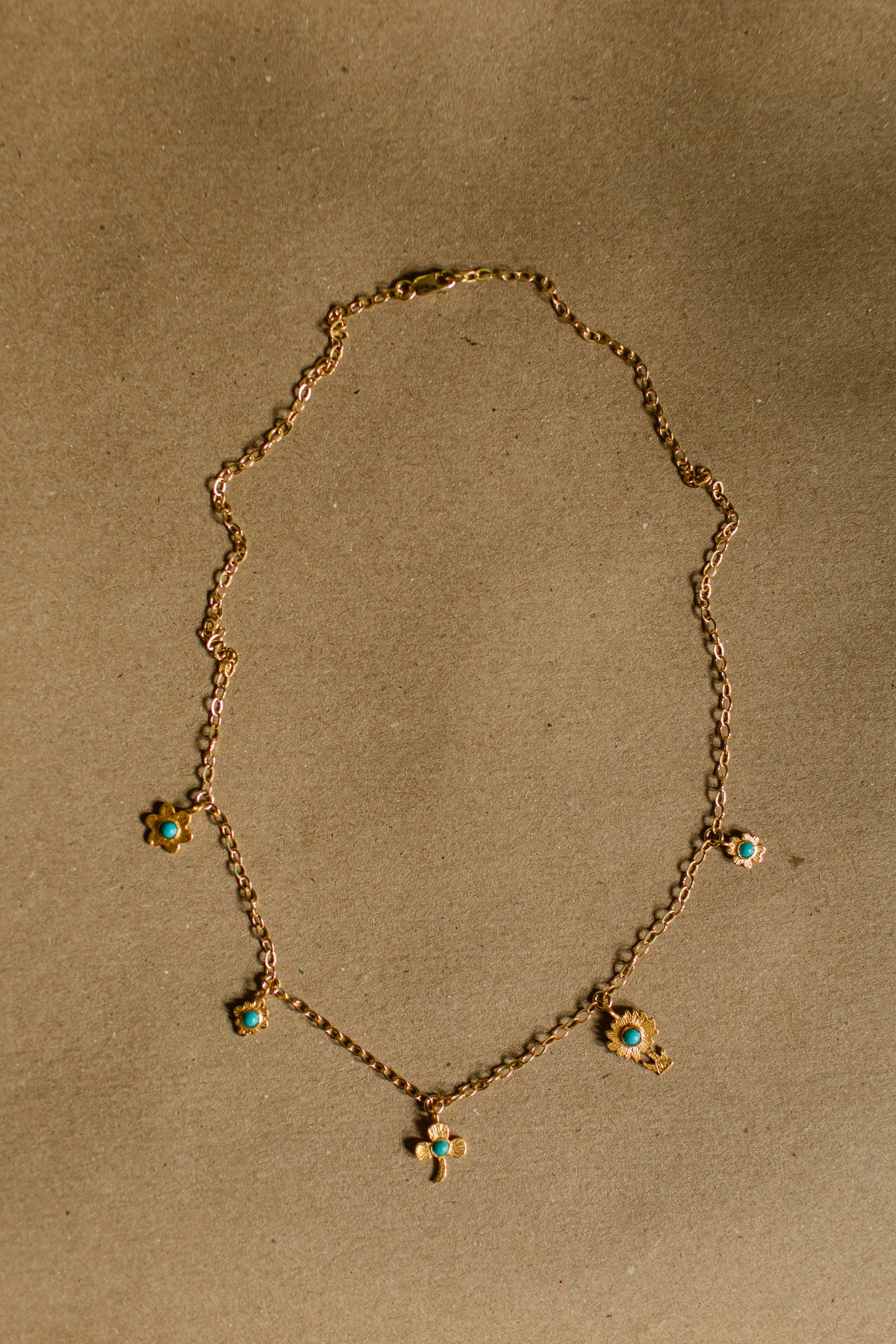 Heirloom lucky turquoise necklace in fine gold