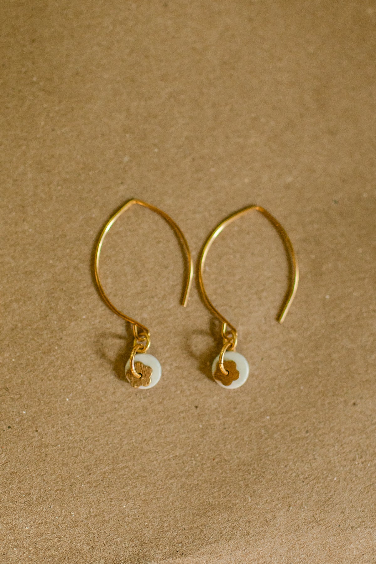 Floral earrings on 14kt gold and sterling wires in blue or cream