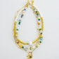 Vintage glass necklace in yellow