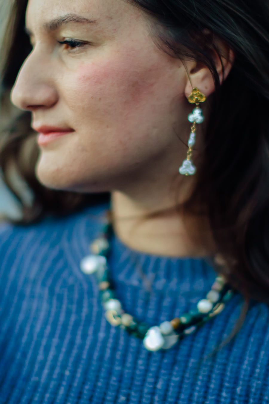 Clover pearl earrings