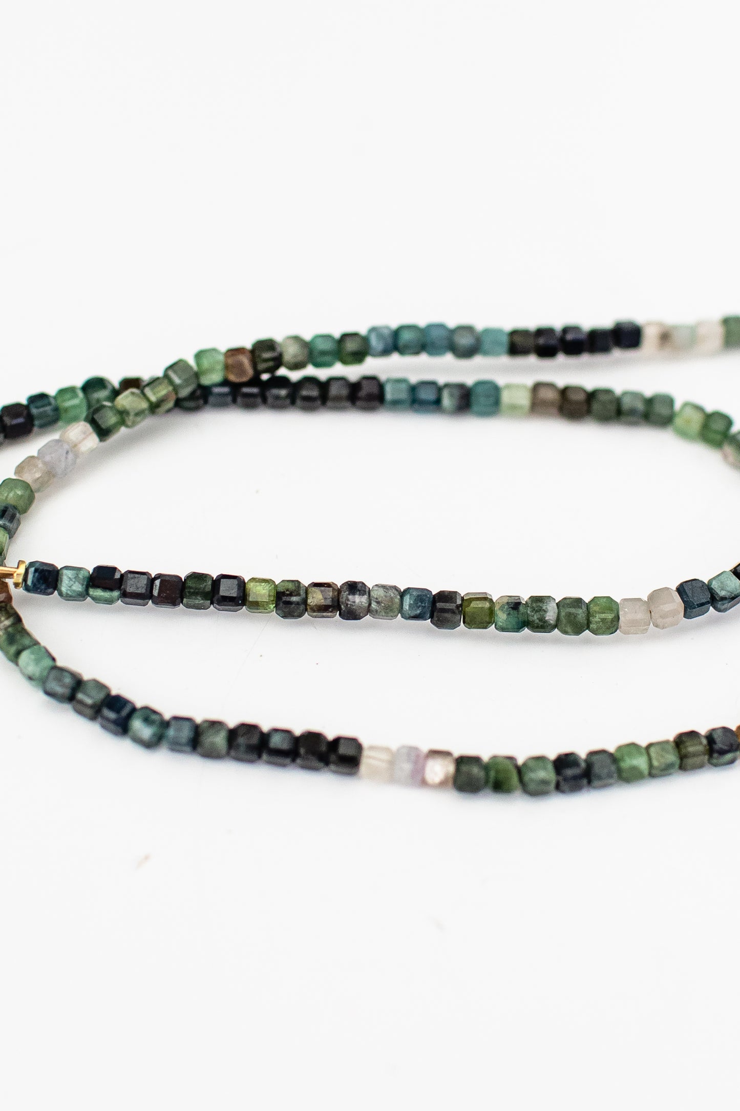 Mens + Womens Polished Tourmaline Necklace in shades of green