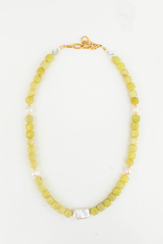 Jane Necklace in lime Jade