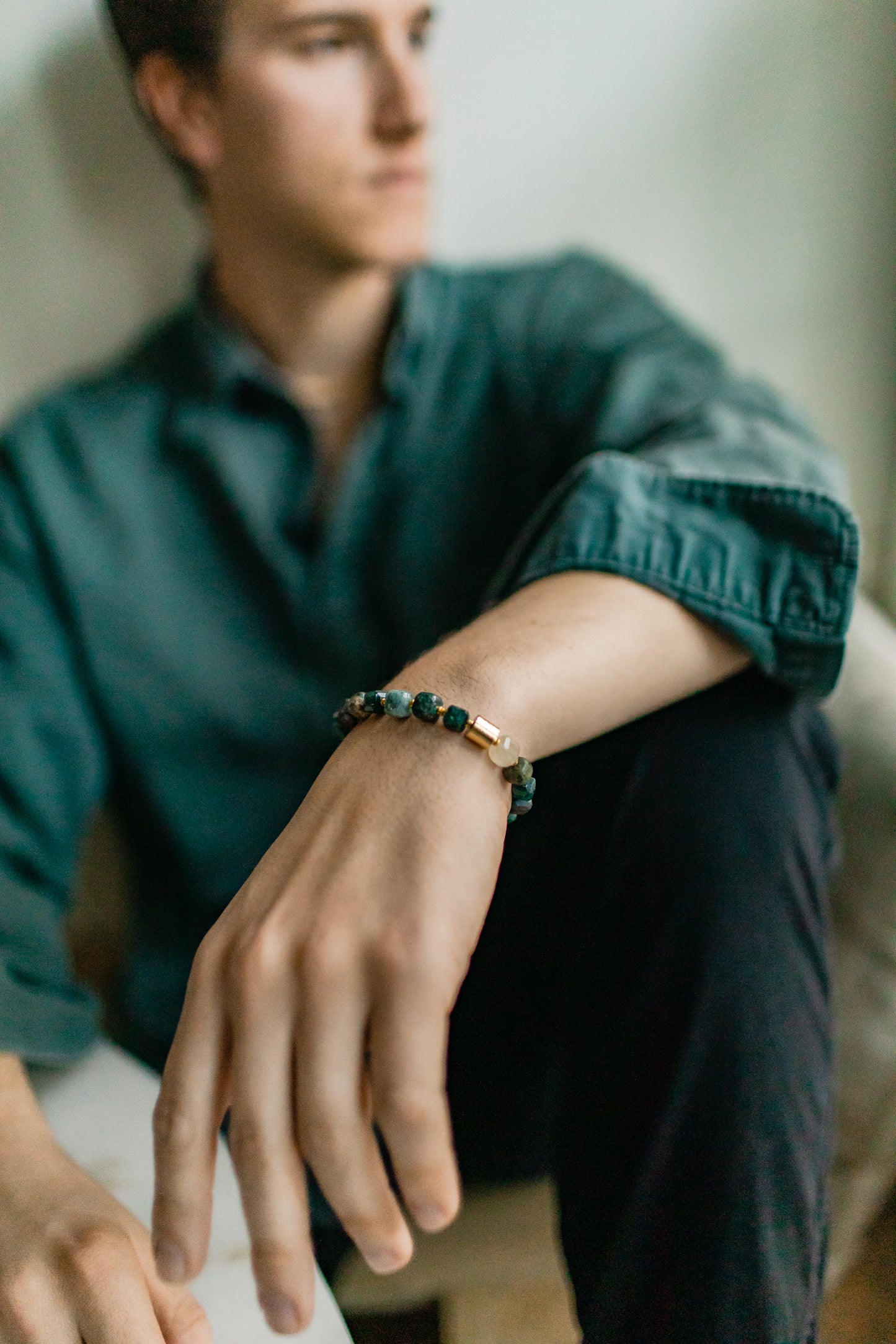 Mens Forest Bracelet in Jasper